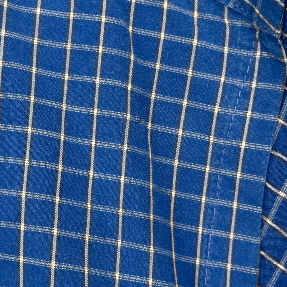 Polo Ralph Lauren Blake Mens 16.5 Blue White Check Button Down Shirt Long Sleeve
